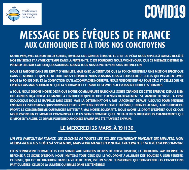 Lire la suite à propos de l’article Message des évêques de France